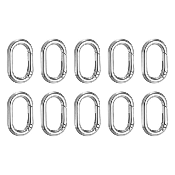 Uxcell 10 Pcs Spring O Rings Oval Metal Clips 1.3 Inch Spring Key Ring Buckle Clasps Connector Accessories for Bags Handbags Luggage Purse DIY Crafts, Silver