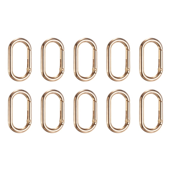 Uxcell 10 Pcs Spring O Rings Oval Metal Clips 1.7 Inch Spring Key Ring Buckle Clasps Connector Accessories for Bags Handbags Luggage Purse DIY Crafts, Gold
