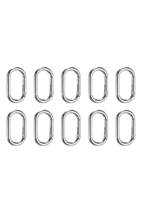 10 Pcs Spring O Rings Oval Metal Clips 1.7 Inch Spring Key Ring Buckle Clasps Connector Accessories for Bags Handbags Luggage Purse DIY Crafts, Silver