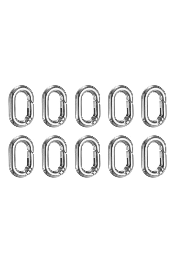 10 Pcs Spring O Rings Oval Metal Clips 1 Inch Spring Key Ring Buckle Clasps Connector Accessories for Bags Handbags Luggage Purse DIY Crafts, Silver
