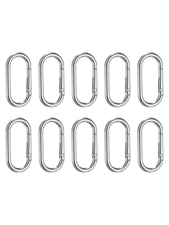10 Pcs Spring O Rings Oval Metal Clips 2 Inch Spring Key Ring Buckle Clasps Connector Accessories for Bags Handbags Luggage Purse DIY Crafts, Silver