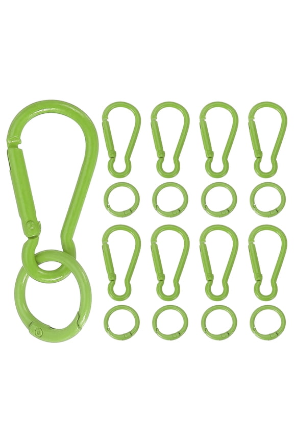10 Pcs Spring Snap Clip, Spring Snap Key Chain Hook with O Ring, Multipurpose Candy Color Quick Link Keychain Clips Buckle for DIY Lanyard Crafts Camping Backpacking, Green