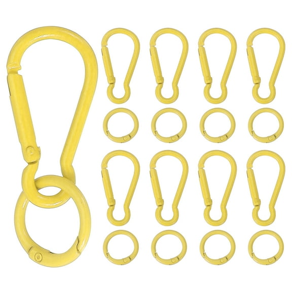 Uxcell 10 Pcs Spring Snap Clip, Spring Snap Key Chain Hook with O Ring, Multipurpose Candy Color Quick Link Keychain Clips Buckle for DIY Lanyard Crafts Camping Backpacking, Yellow