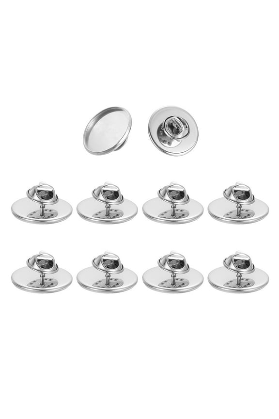 50 Pcs Stainless Steel Brooch Tray, 20mm Round Blank Pins with Butterfly Pin Backs Setting Tray for DIY Jewelry Craft Lapel Making Supplies, Silver