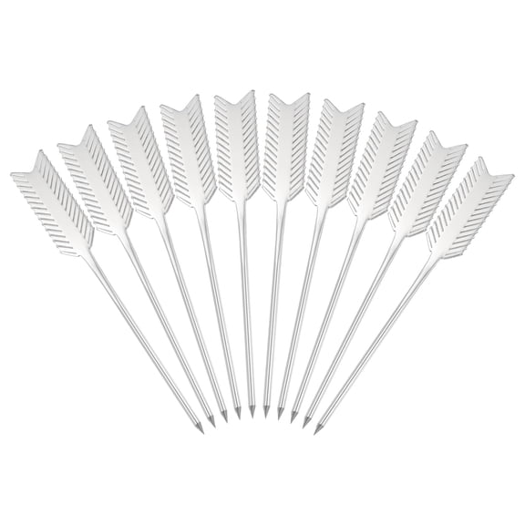 Uxcell 10 Pcs Stainless Steel Cocktail Picks, 4.7 Inch Martini Picks Fruit Sticks Metal Skewers Reusable for Drinks Olives Appetizers Fruit Decorative, Silver (Feather)