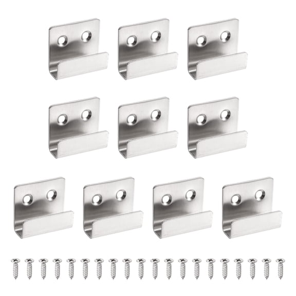Uxcell 10 Pcs Stainless Steel Tile Hanger, Heavy Duty Wall Mount Bracket, Silver Tone, 10mm(3/8") Inner Width