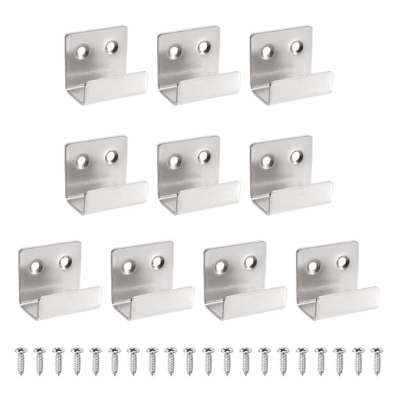 Uxcell 10 Pcs Stainless Steel Tile Hanger, Heavy Duty Wall Mount Bracket, Silver Tone, 20mm(13/16") Inner Width