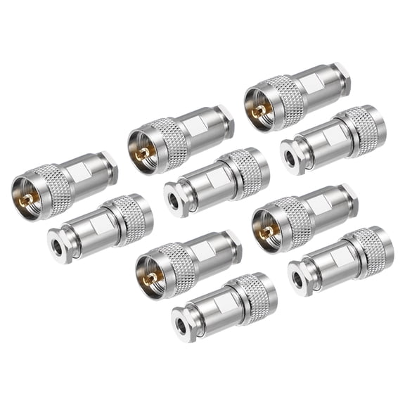 Uxcell 10 Pcs UHF Male Clamp Connector, 6mm PL259 Attach Adapter End RF Coax Connector Adapter for RG58 RG141 RG142 RG303 RG400 LMR195 LMR200 8219 Coaxial Cable