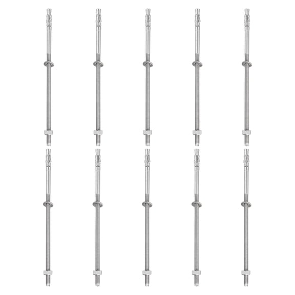 Uxcell 10Pcs Wedge Anchors, 1/4" x 6" Stainless Steel Concrete Anchors Bolts, Heavy Duty Standard Fastener for Cement Wall Base Bracket