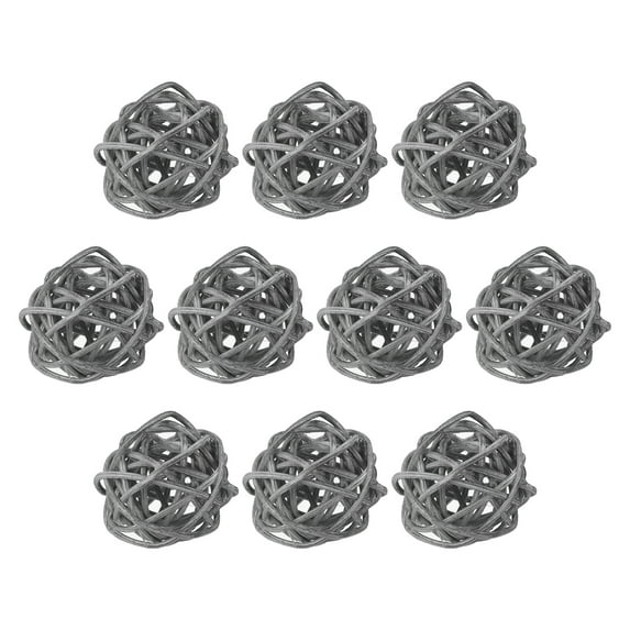 Uxcell 10 Pcs Wicker Rattan Balls 1.2 Inch Rattan Decorative Balls Vase Fillers for Wedding Party Grey