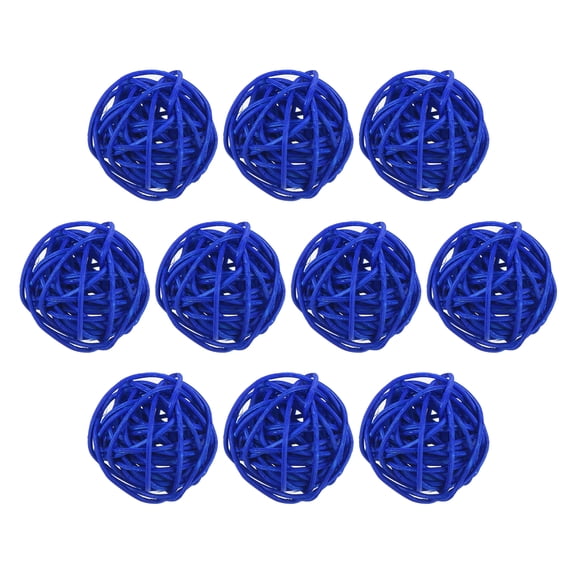 Uxcell 10 Pcs Wicker Rattan Balls 1.2 Inch Rattan Decorative Balls Vase Fillers for Wedding Party Navy Blue