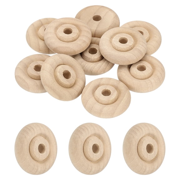 Uxcell 10 Pcs Wooden Wheels, Unfinished Wooden Craft Wheels for Crafts DIY Toy Cars Painting Colors Woodworking Projects, 1.25 Inches Diameter
