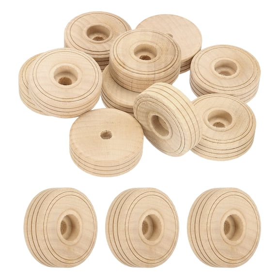 Uxcell 10 Pcs Wooden Wheels, Unfinished Wooden Craft Wheels for Crafts DIY Toy Cars Painting Colors Woodworking Projects, 1.5 Inches Diameter