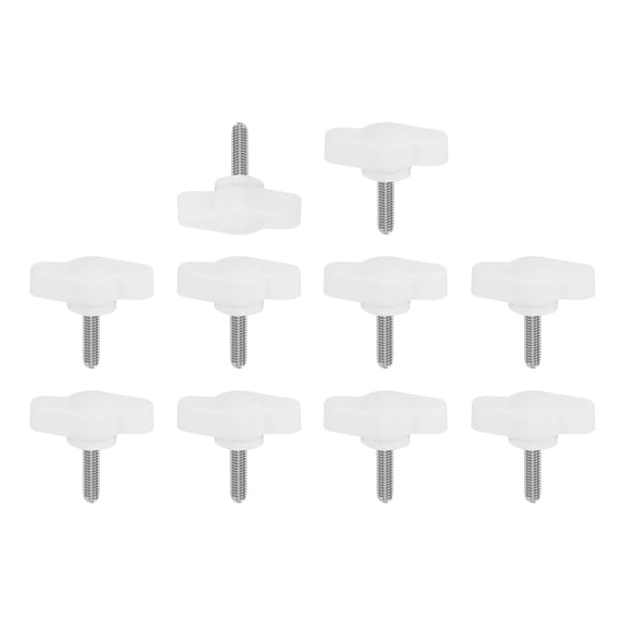 Uxcell 10 Pcs t Wing Knobs Thumb Screws, M4 x 14mm Male Thread 304 Stainless Steel Stud Z Type Plastic Handle Adjustable Clamping Screw Knob for Remove Tightening Knob Replacement, White