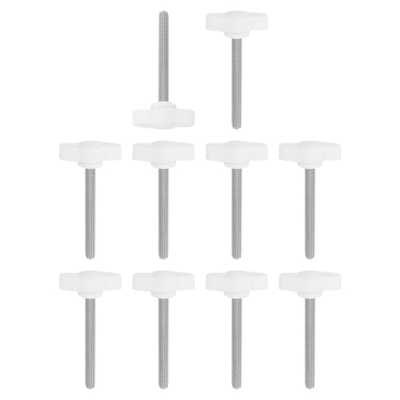 Uxcell 10 Pcs t Wing Knobs Thumb Screws, M5 x 45mm Male Thread 304 Stainless Steel Stud Z Type Plastic Handle Adjustable Clamping Screw Knob for Remove Tightening Knob Replacement, White