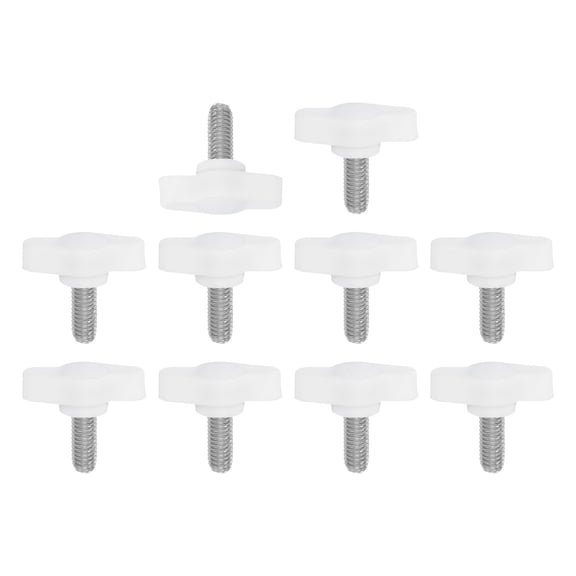 Uxcell 10 Pcs t Wing Knobs Thumb Screws, M6 x 14mm Male Thread 304 Stainless Steel Stud Z Type Plastic Handle Adjustable Clamping Screw Knob for Remove Tightening Knob Replacement, White