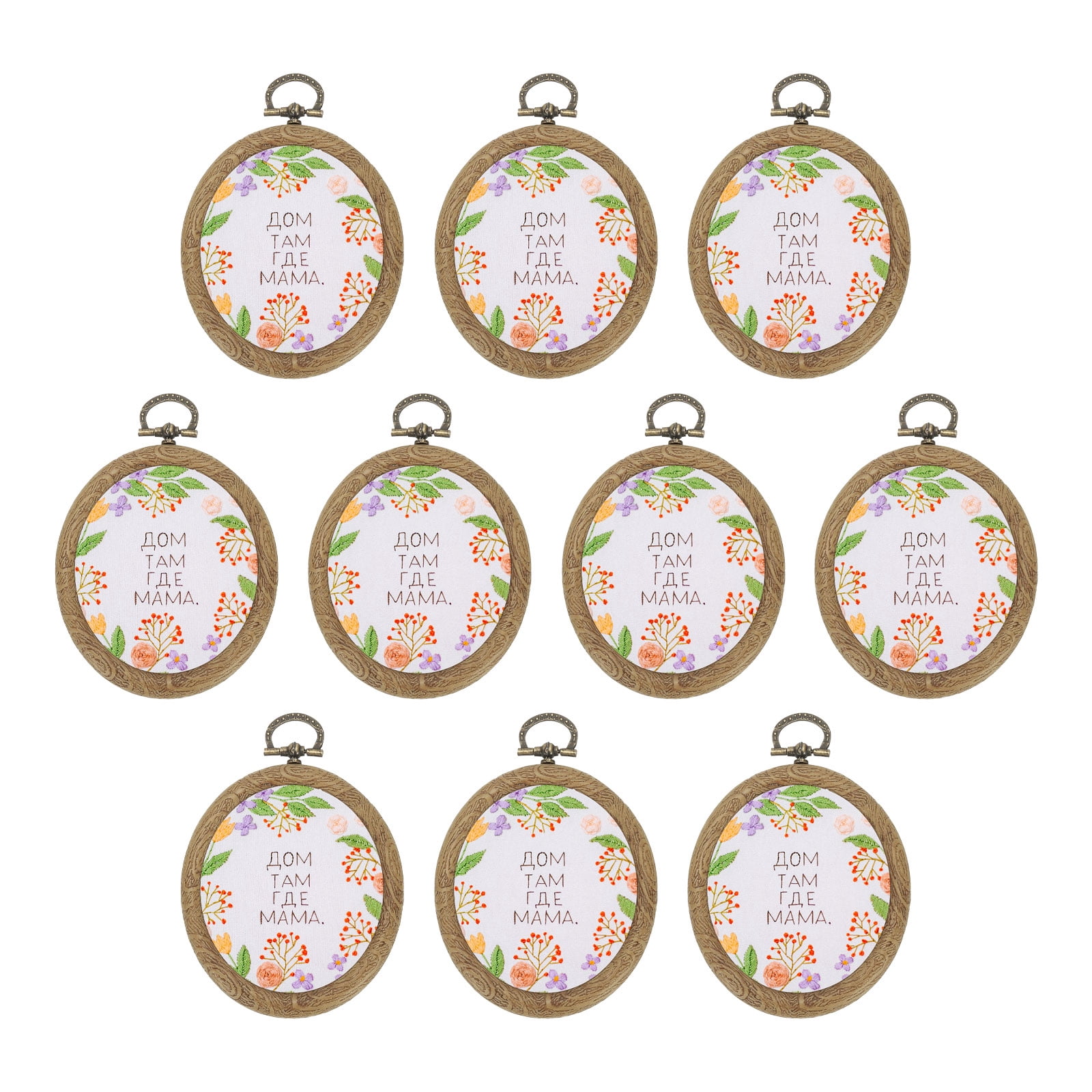 Uxcell 10 Pieces 3" x 2.4" Embroidery Hoops Frame Imitated Wood Oval Cross Stitch Hoop Ring for Embroidery Art Craft