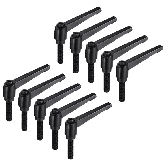 Uxcell 10 Pieces Clamping Lever Adjustable Handles M12 x 50mm Metric Thread Stud Hand Knobs Black