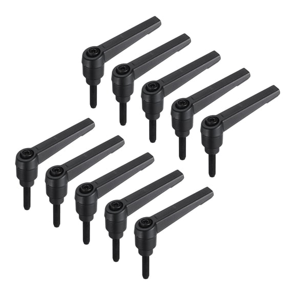 Uxcell 10 Pieces Clamping Lever Adjustable Handles M5 x 20mm Metric Thread Stud Hand Knobs Black