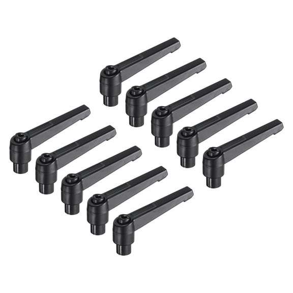 Uxcell 10 Pieces Clamping Lever Adjustable Handles M8 Metric Female Thread Level Adjustable Knobs Black