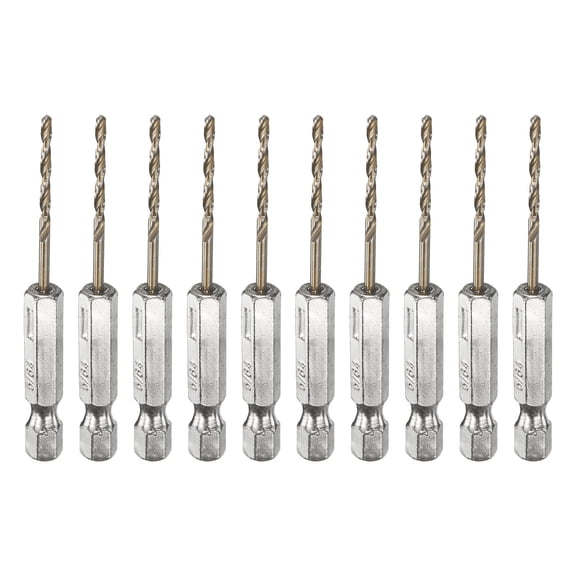 Uxcell 10 Pieces Drill Bit 5/64" Gold Oxide M35 HSS Twist Drill Bit with 1/4" Hex Shank