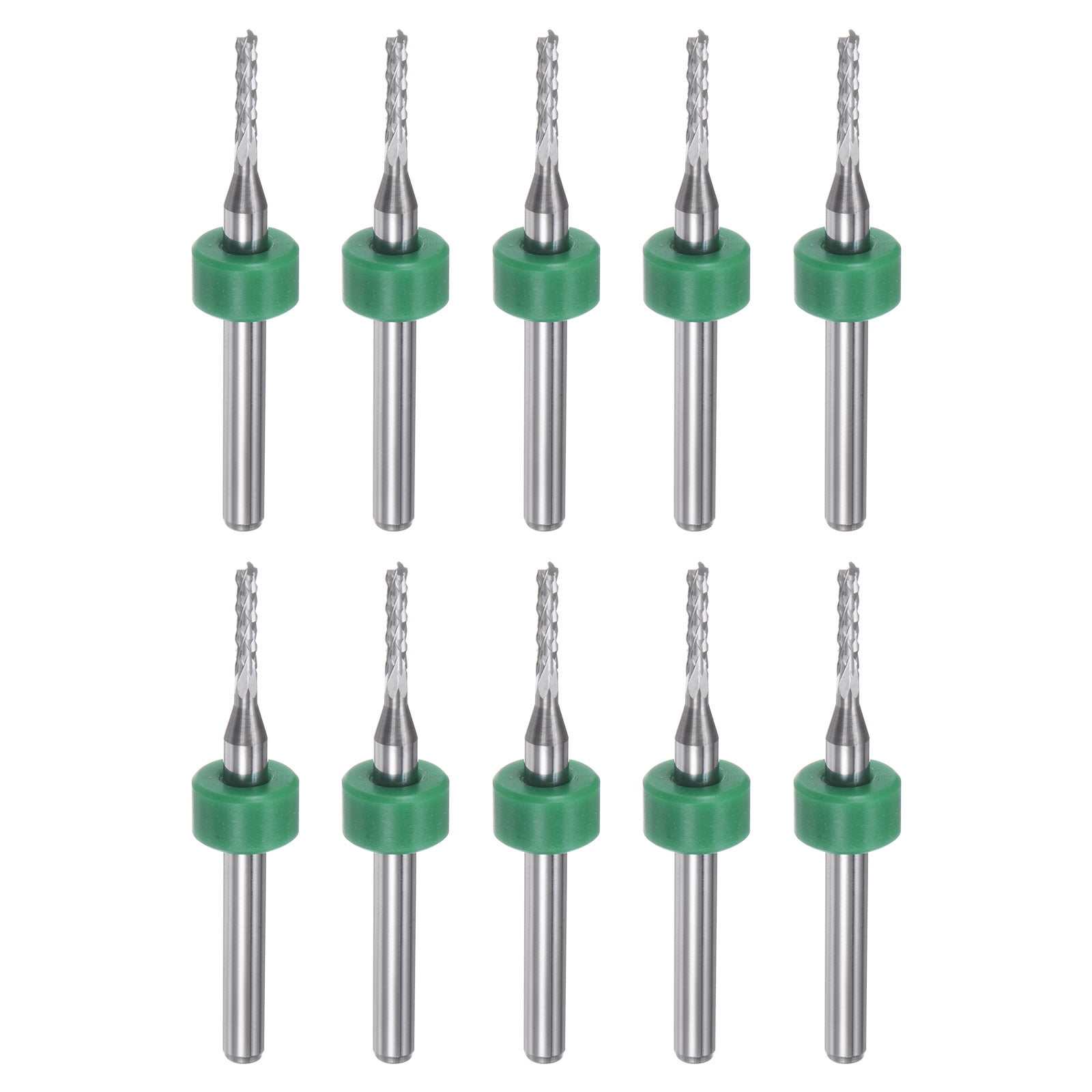 Uxcell 10 Pieces End Mill Bits 1.6mm Solid Carbide CNC Router Bit Engraving Cutter Tools, 1/8" Straight Shank