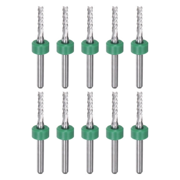 Uxcell 10 Pieces End Mill Bits 2.4mm Solid Carbide CNC Router Bit Engraving Cutter Tools, 1/8" Straight Shank