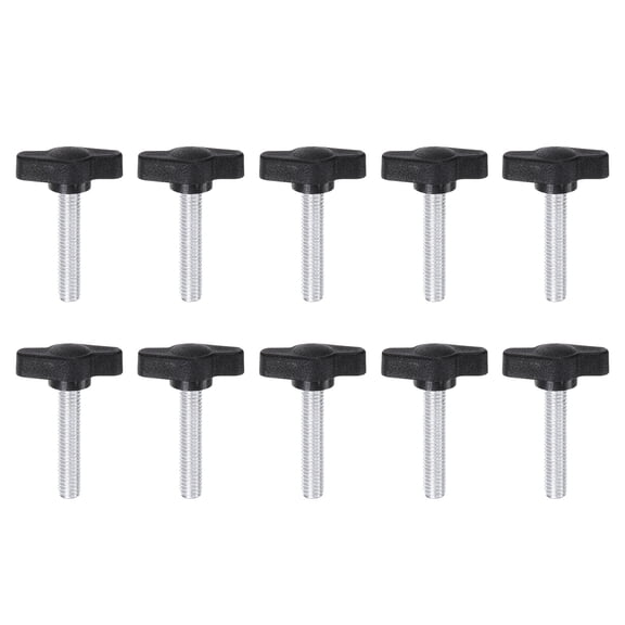 Uxcell 10 Pieces M6 x 30mm Thread 27mm Tee Head Stud Knob Thumb Screw Hand Clamping Handle Black