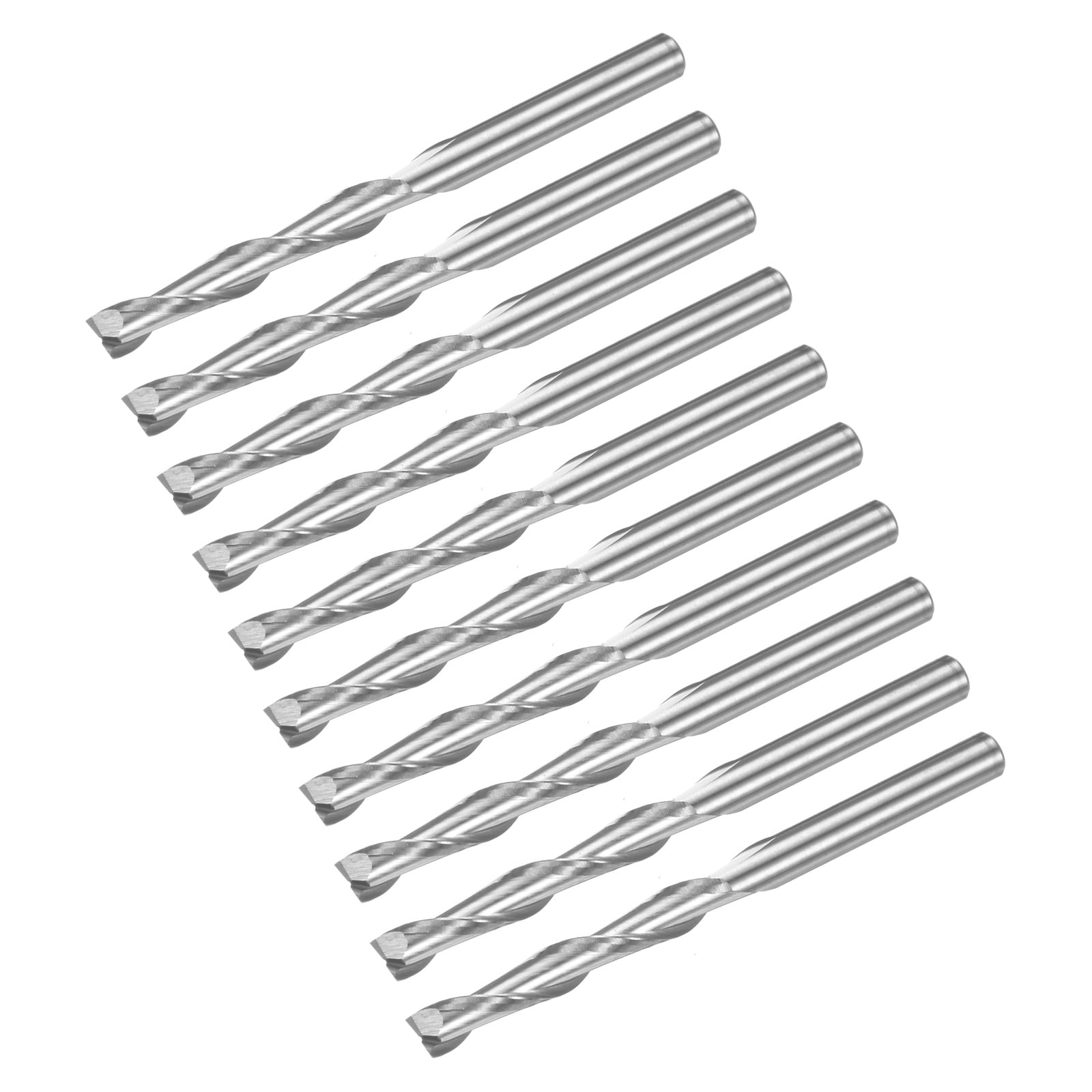 Uxcell 10 Pieces Spiral Router Bits 1/8" Shank 3.175mm x 22mm Up Cut 2 Flutes Carbide CNC End Mill Milling Bit