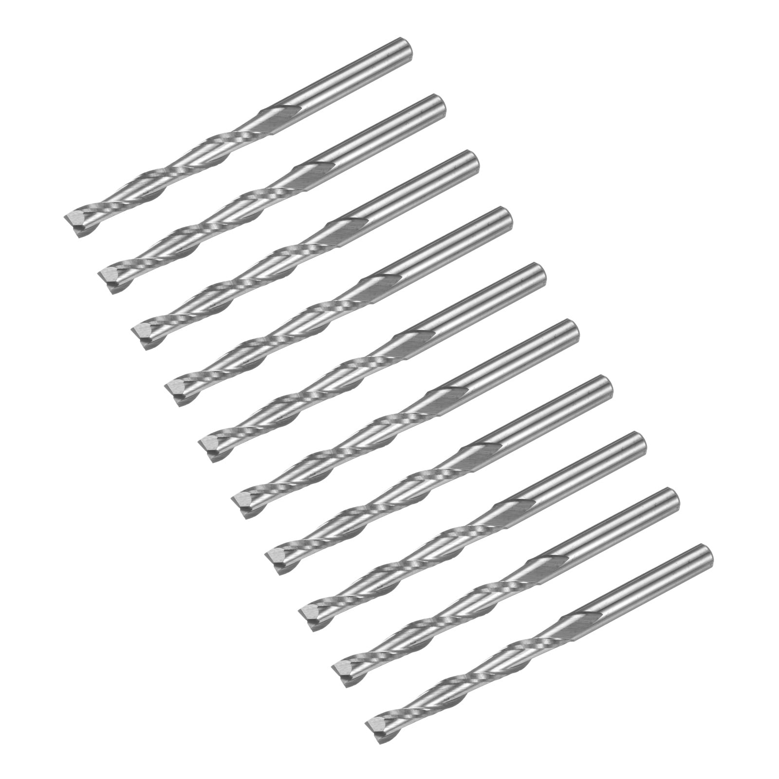 Uxcell 10 Pieces Spiral Router Bits 1/8" Shank 3.175mm x 25mm Shank Up Cut 2 Flutes Carbide CNC End Mill Milling Bit