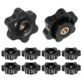 thumbnail image 1 of Uxcell 10 Pieces Star Knobs M4 Female Thread 25mm Head Through Hole Clamping Handles Nuts Black, 1 of 5