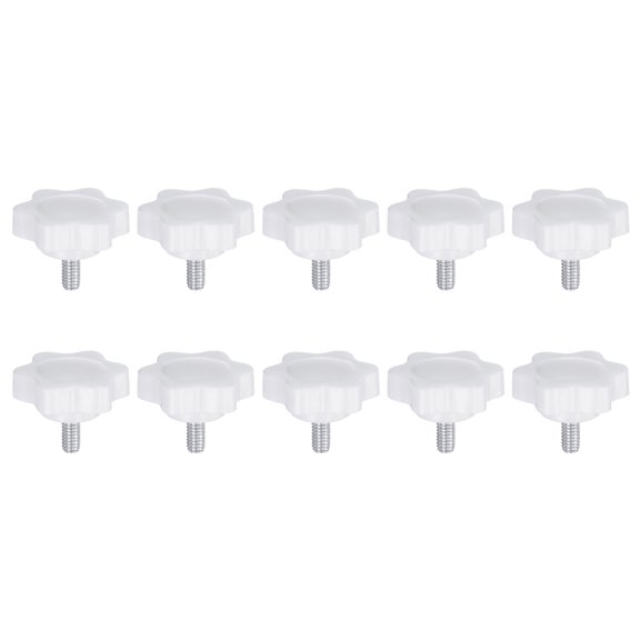 Uxcell 10 Pieces Star Knobs M4 x 10mm Thread 25mm 6-Point Head Stud Knob Hand Clamping Screw White