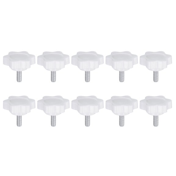 Uxcell 10 Pieces Star Knobs M4 x 12mm Thread 25mm 6-Point Head Stud Knob Hand Clamping Screw White