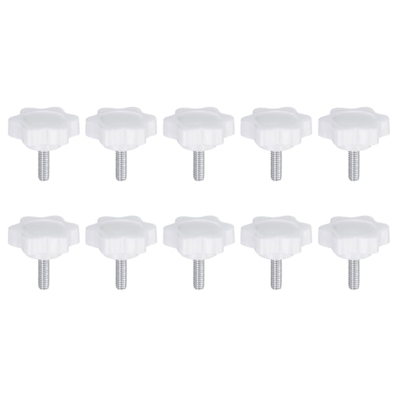 Uxcell 10 Pieces Star Knobs M4 x 14mm Thread 25mm 6-Point Head Stud Knob Hand Clamping Screw White