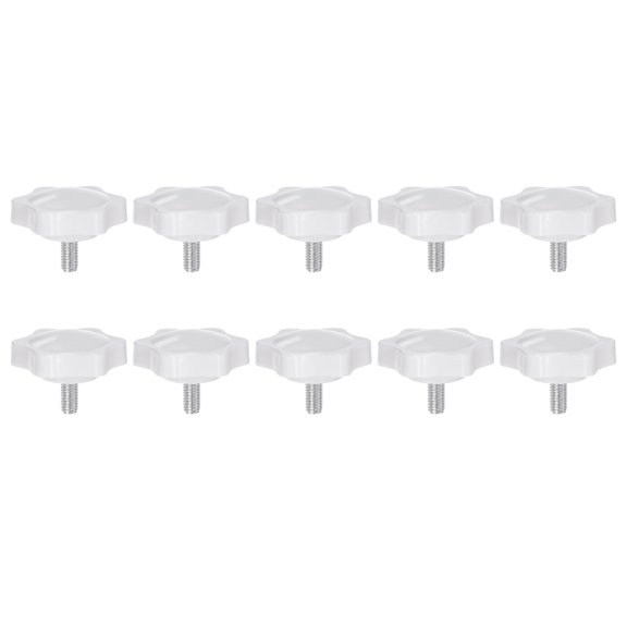 Uxcell 10 Pieces Star Knobs M5 x 10mm Thread 32mm 6-Point Head Stud Knob Hand Clamping Screw White