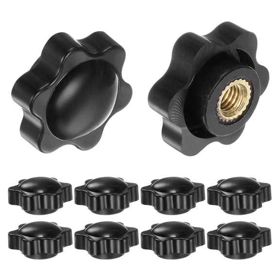 Uxcell 10 Pieces Star Knobs M6 Female Thread 25mm Head Non-Through Hole Clamping Handles Nuts Black