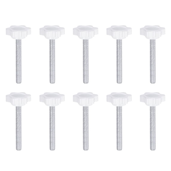 Uxcell 10 Pieces Star Knobs M6 x 45mm Thread 25mm 6-Point Head Stud Knob Hand Clamping Screw White