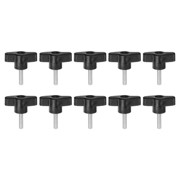 Uxcell 10 Pieces Wing Knobs M5 x 20mm Tee Stud Knob Thumb Screw Hand Clamping Handle Black
