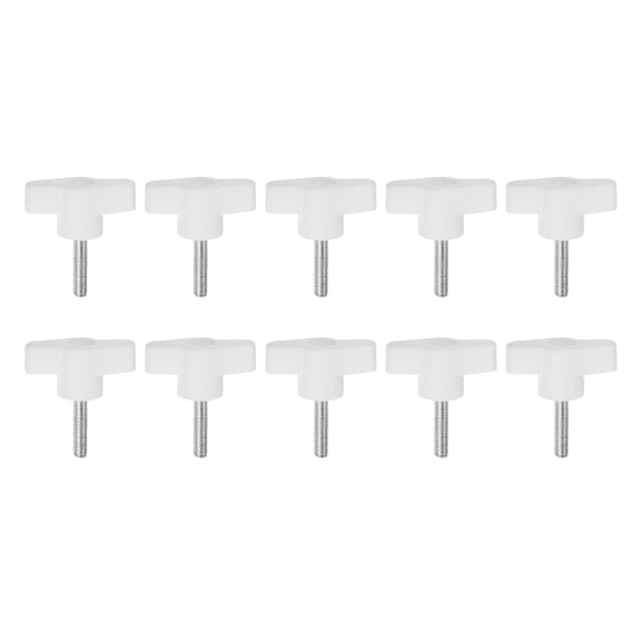 Uxcell 10 Pieces Wing Knobs M5 x 30mm Tee Stud Knob Thumb Screw Hand Clamping Handle White