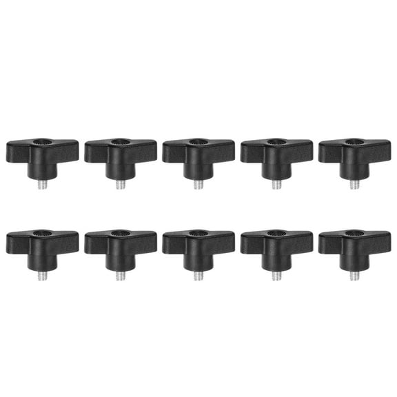 Uxcell 10 Pieces Wing Knobs M5 x 6mm Tee Stud Knob Thumb Screw Hand Clamping Handle Black