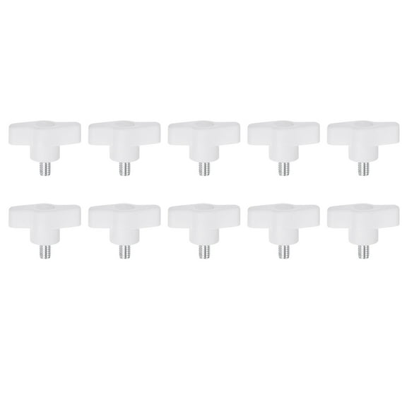 Uxcell 10 Pieces Wing Knobs M6 x 14mm Tee Stud Knob Thumb Screw Hand Clamping Handle White