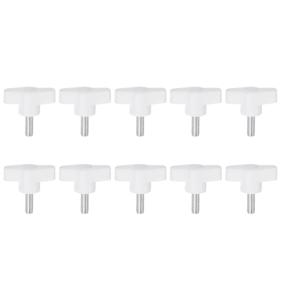Uxcell 10 Pieces Wing Knobs M6 x 16mm Tee Stud Knob Thumb Screw Hand Clamping Handle White