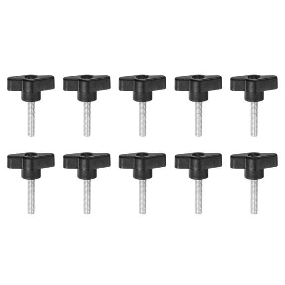 Uxcell 10 Pieces Wing Knobs M6 x 30mm Tee Stud Knob Thumb Screw Hand Clamping Handle Black