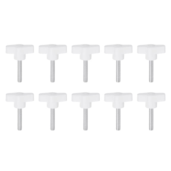 Uxcell 10 Pieces Wing Knobs M6 x 55mm Tee Stud Knob Thumb Screw Hand Clamping Handle White