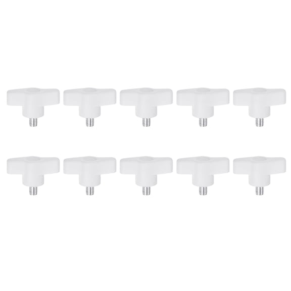 Uxcell 10 Pieces Wing Knobs M6 x 8mm Tee Stud Knob Thumb Screw Hand Clamping Handle White