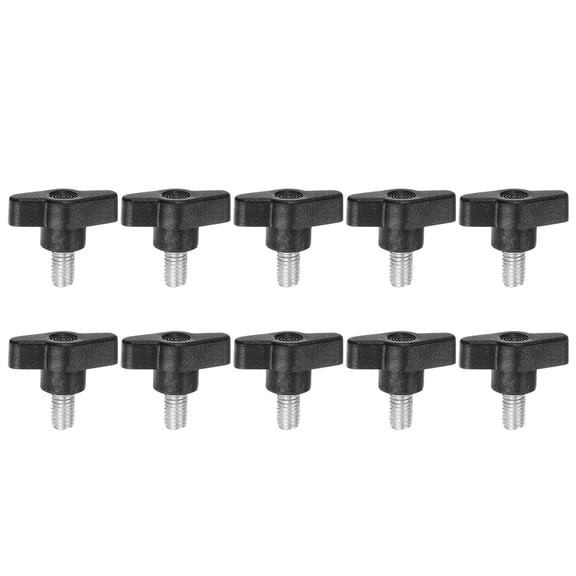 Uxcell 10 Pieces Wing Knobs M8 x 14mm Tee Stud Knob Thumb Screw Hand Clamping Handle Black