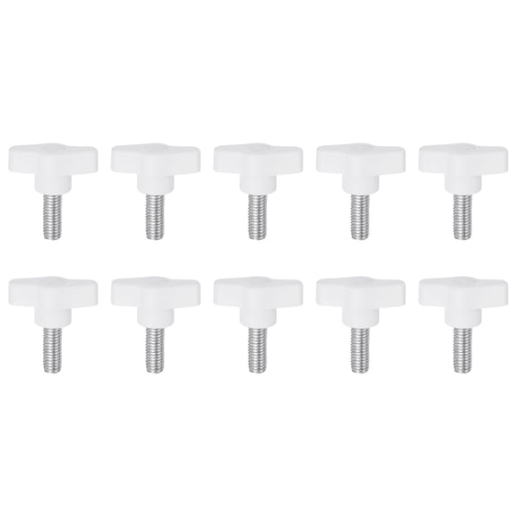 Uxcell 10 Pieces Wing Knobs M8 x 14mm Tee Stud Knob Thumb Screw Hand Clamping Handle White