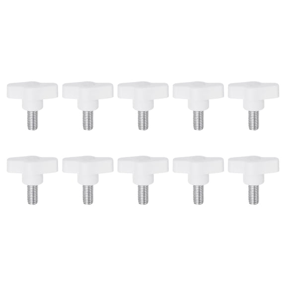 Uxcell 10 Pieces Wing Knobs M8 x 16mm Tee Stud Knob Thumb Screw Hand Clamping Handle White