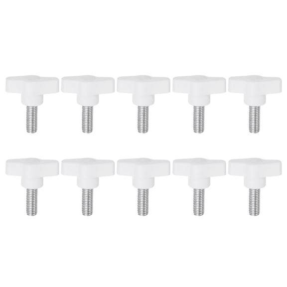 Uxcell 10 Pieces Wing Knobs M8 x 20mm Tee Stud Knob Thumb Screw Hand Clamping Handle White