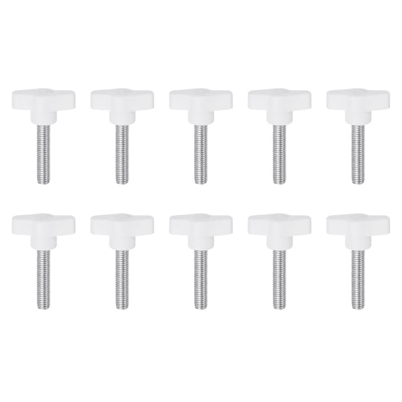 Uxcell 10 Pieces Wing Knobs M8 x 35mm Tee Stud Knob Thumb Screw Hand Clamping Handle White
